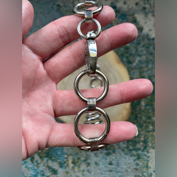 Vintage Y2K silver metal ring chain link waist belt, size small medium - Picture 2 of 5